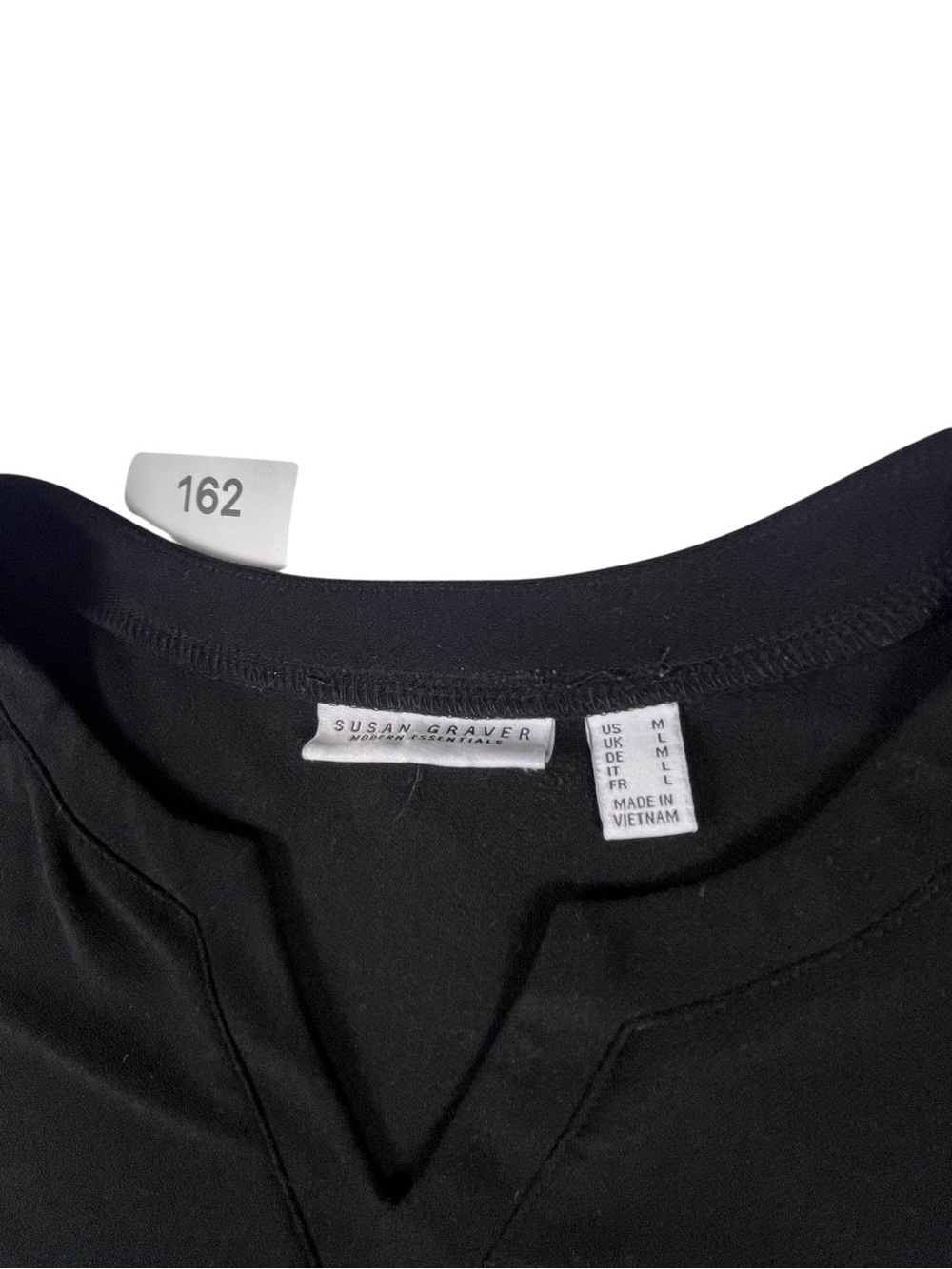 Susan Graver Black V-Notch 3/4 Sleeve Top size M. SKU 162 - Picture 2 of 8
